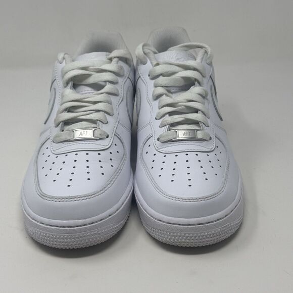 Nike Air Force 1 '07 Low Womens 9 Triple White Leather Athletic Shoes Sneakers - Picture 6 of 16